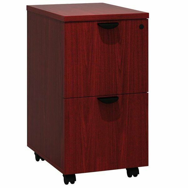 Boss N149-M Mahogany Laminate Mobile Pedestal Letter File Cabinet with 2 File Drawers 197N149M
